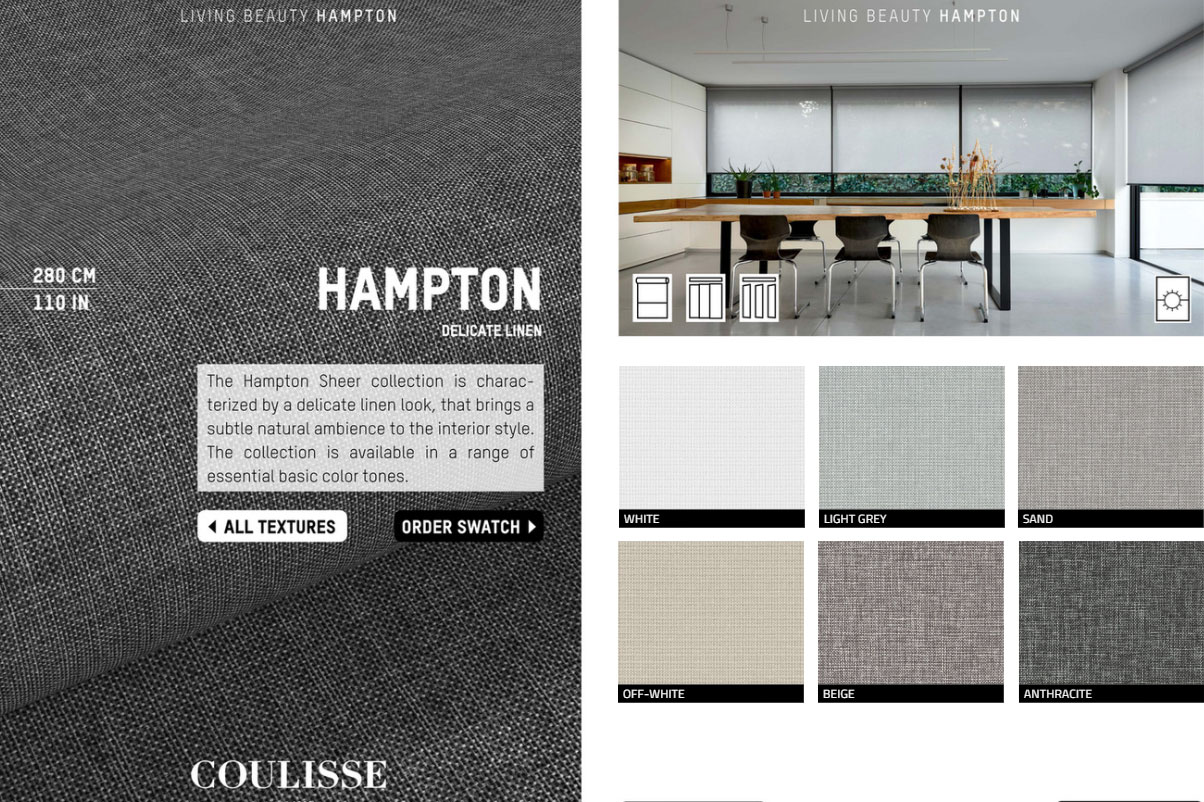 coulisse捲簾布料相當多樣