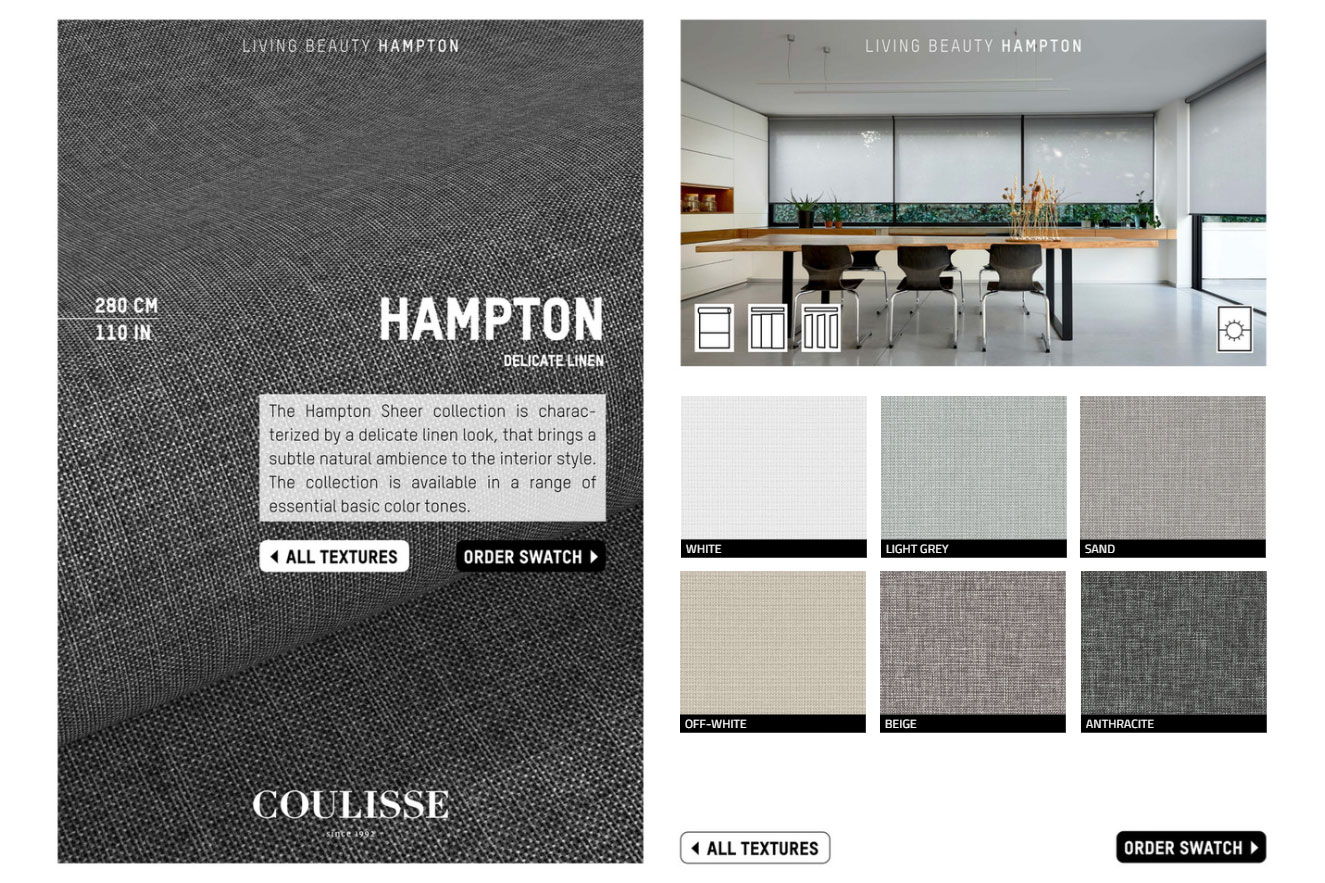 coulisse捲簾布料相當多樣