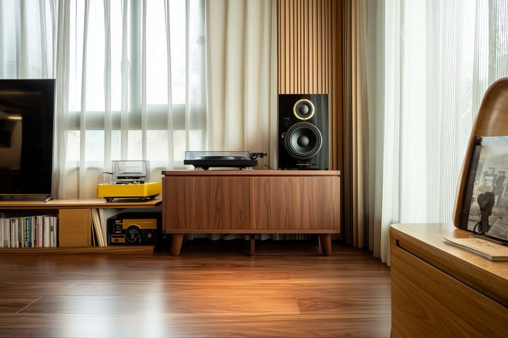 客廳活動更加多元，影音娛樂與聲效、光影搭配成為客廳整合新需求，這也是MUER擅長之處。合適的客廳窗簾不僅能有效濾光、遮光，還能通風，改善室內回聲。