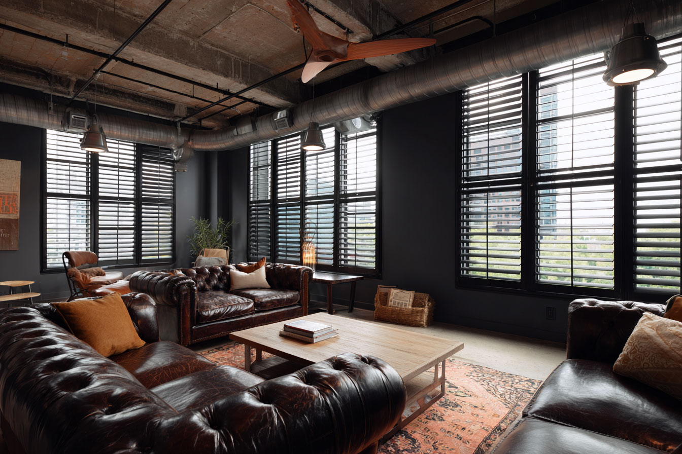 工業風格客廳窗簾