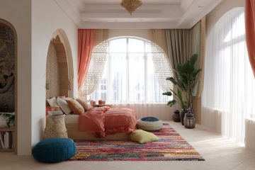 度假海島風格客房，顏色繽紛的布簾