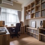 書房採用布簾與紗簾搭配