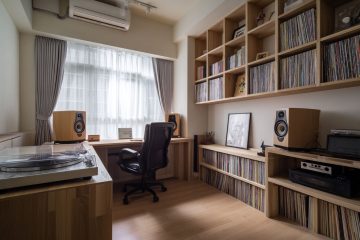 書房採用布簾與紗簾搭配