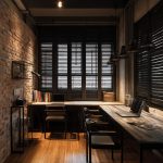 沉靜色調書房，木百葉具有多種顏色與多元觸感