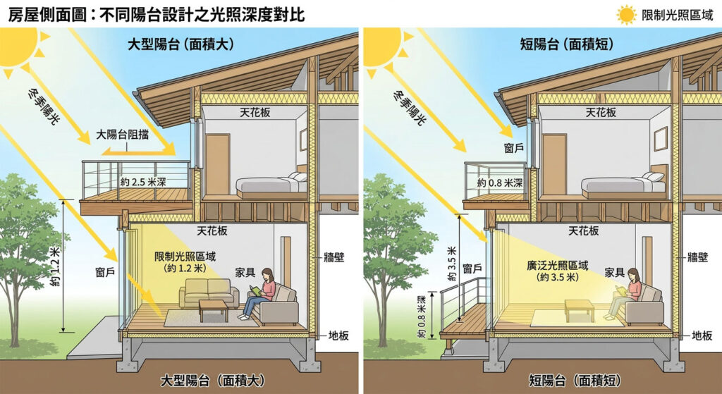 陽台大小影響光線進入室內